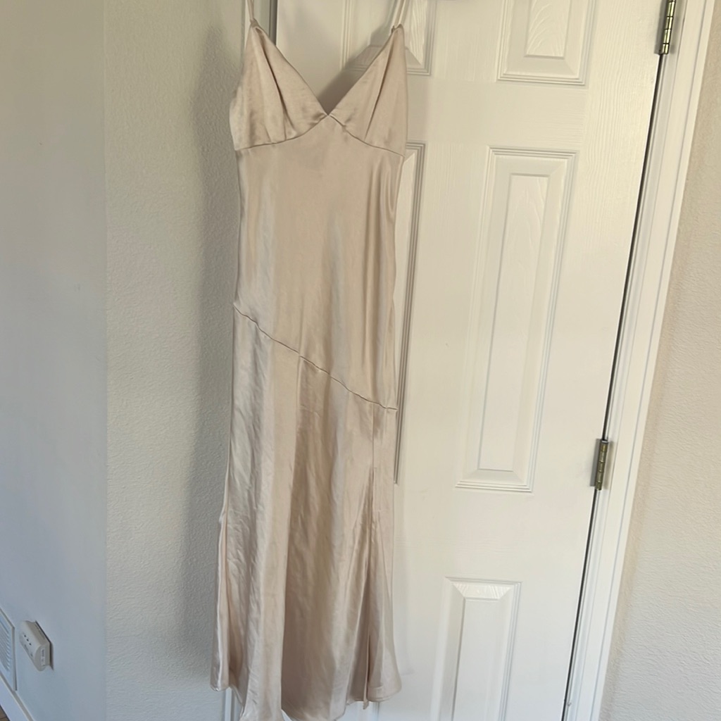 Saints And Secrets Champagn Satin Midi (New With Tags)